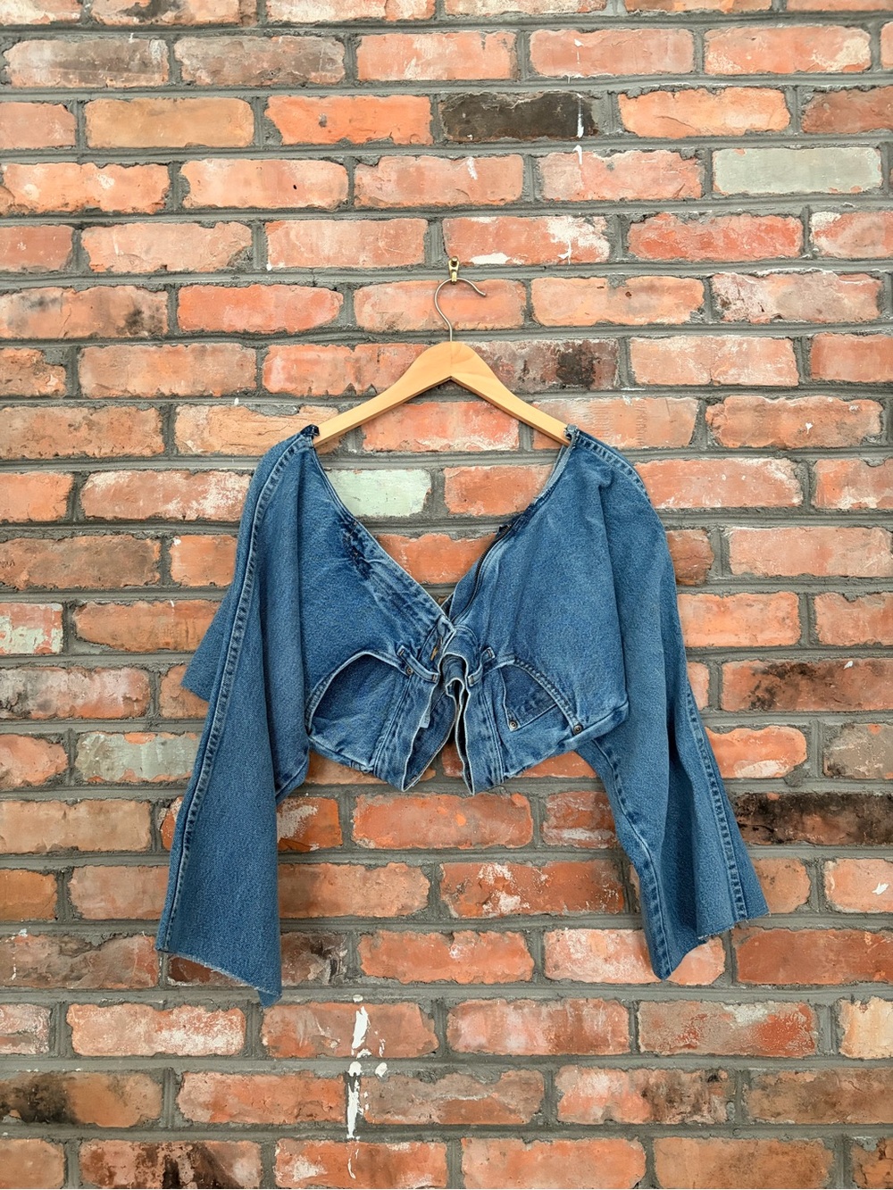 Wrangler Blue Denim Tie-Front Crop Top